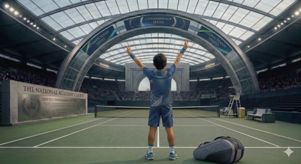 ポテンシャルテニスの独自メソッドを体現したジュニア選手が勝利を掴んだイメージ：最先端の解析技術と身体操作を融合させて得た戦績と自信。